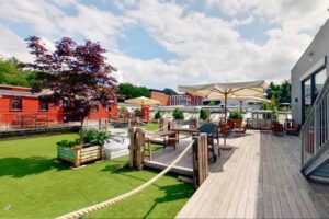 Stellwerk Blick auf Terrasse und Loft Stellwerk Blick auf Terrasse und Loft